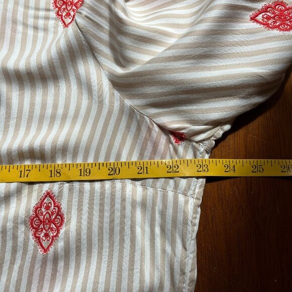 Chicos Long Sleeve Button Up Shirt Womens‎ L Embroidered Striped 90s Streetwear - Picture 6 of 8